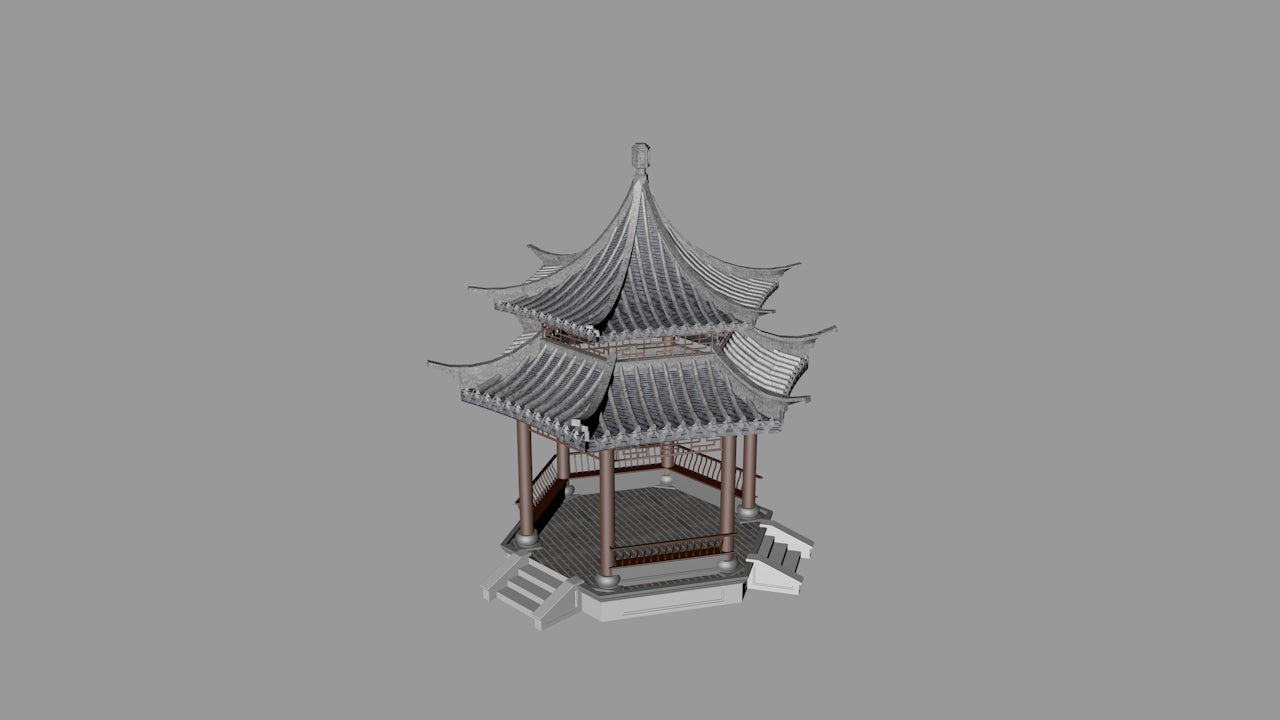 Square Pavilion | 3D Printable Chinese Garden Pavilion