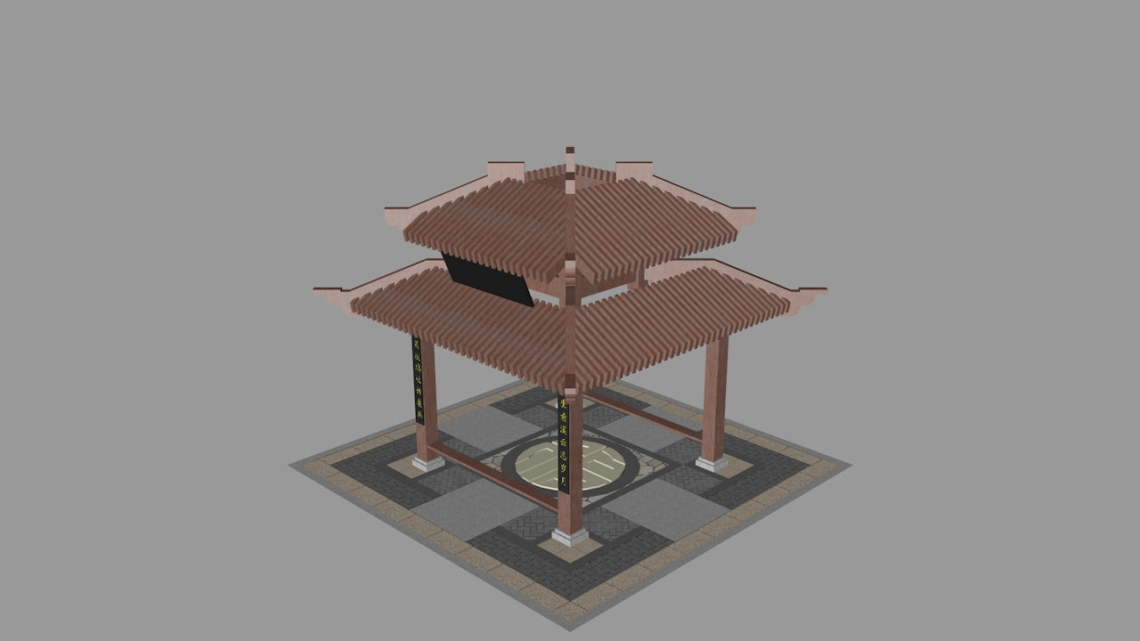 Simple Pavilion | 3D Printable Chinese Garden Pavilion