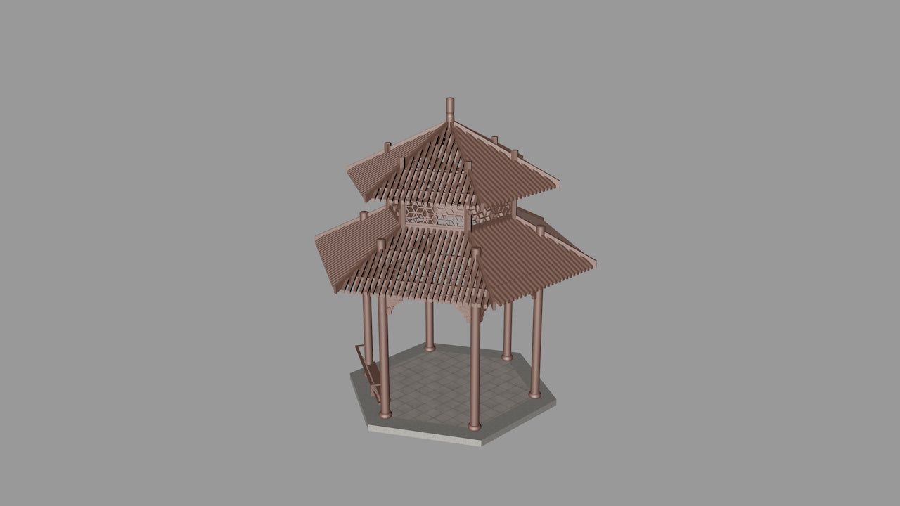 Double-Eave Pavilion | 3D Printable Chinese Garden Pavilion