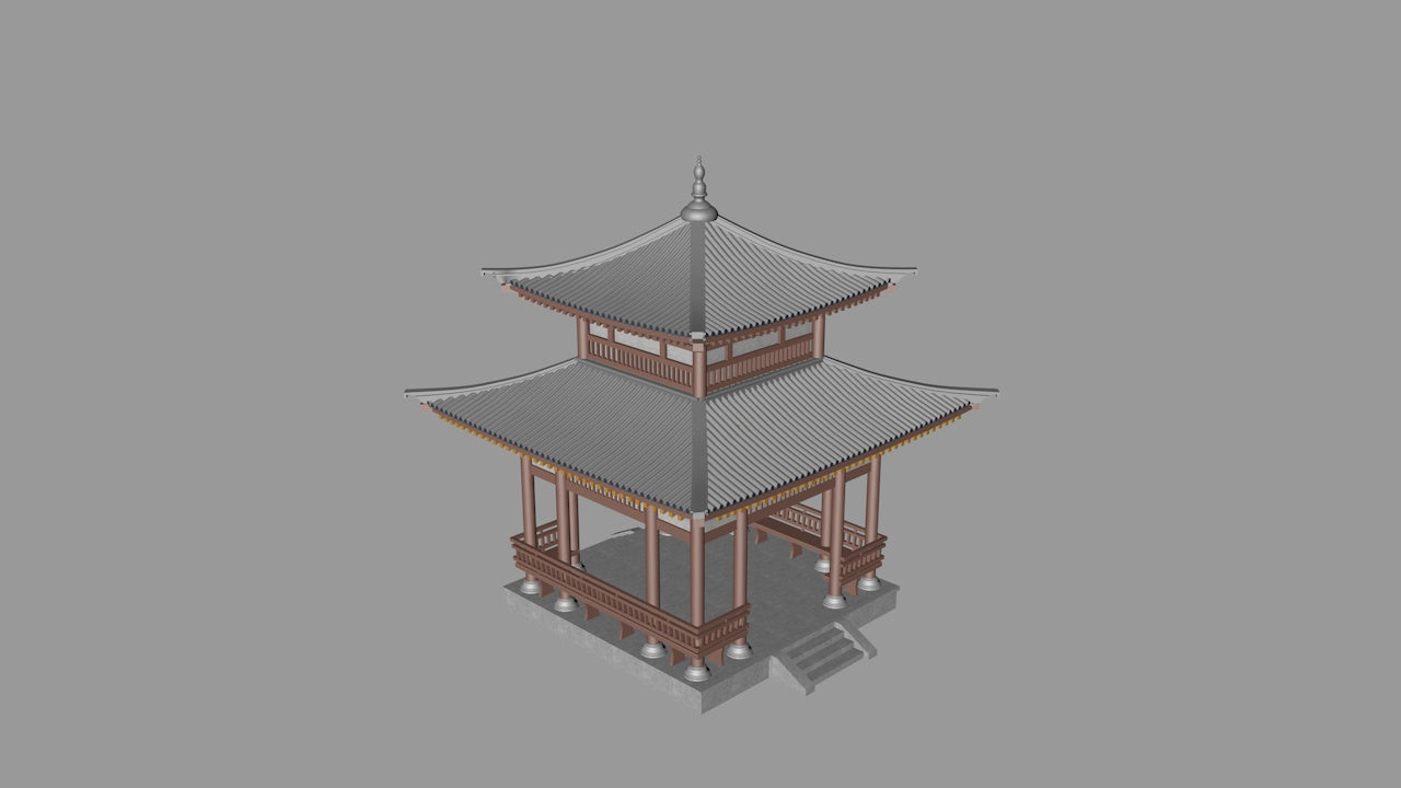 Octagonal Pavilion | 3D Printable Chinese Garden Pavilion
